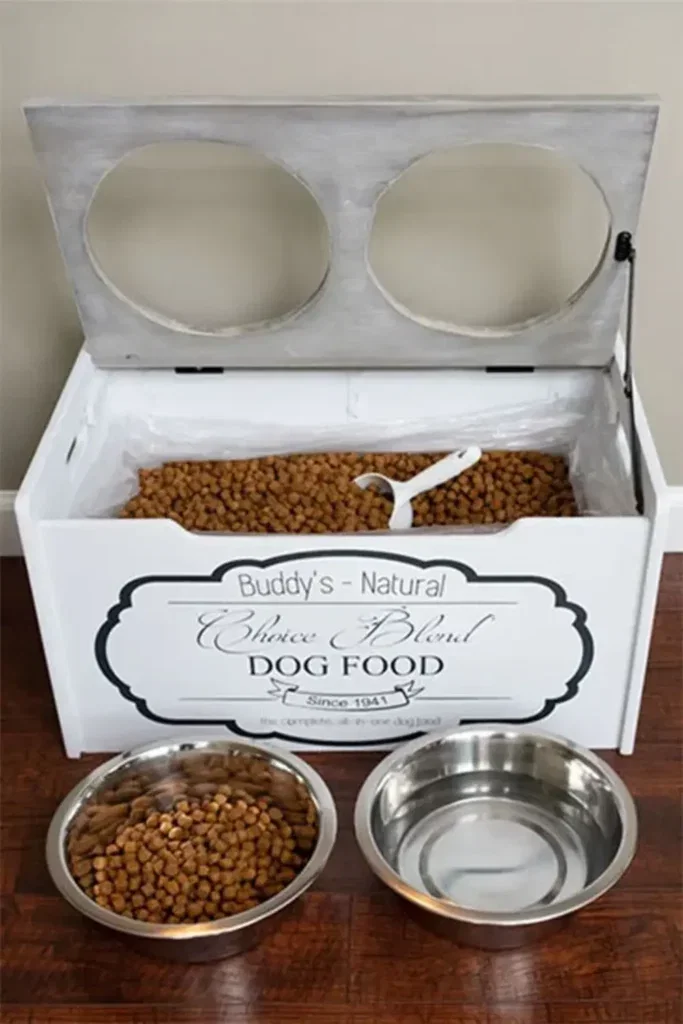 White Wooden Chest Feed Station